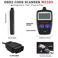 OBD2 Black MS309 12V Auto Scanner Plastic OBD II Car Code Reader y herramienta de diagnóstico para Multi-Vehicle Engine Analyzer