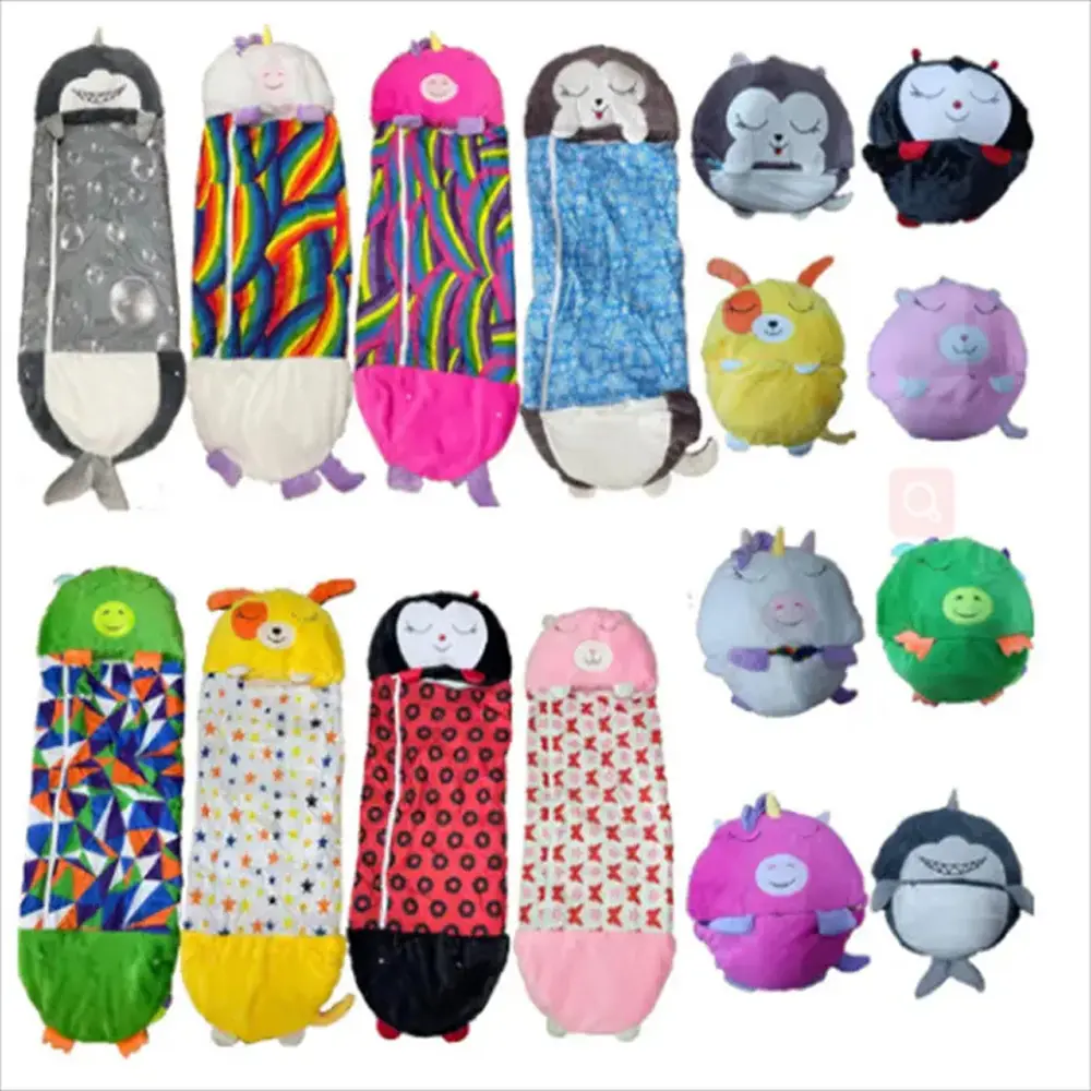 Creative new foldable children's cartoon animals warm and kick - proof outdoor camping sleeping bag