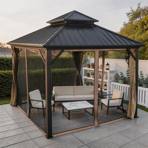 Fabricant professionnel de gazebos en aluminium, toit rigide ventilé à 2 niveaux, mobilier d'extérieur robuste, design européen, imperméable - Product Image 2
