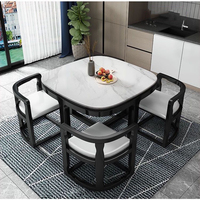 Ensemble de table et chaises de salle à manger carrées en marbre et bois massif, design moderne et luxueux, 4 places, meubles de salle à manger et de cuisine, design gain de place