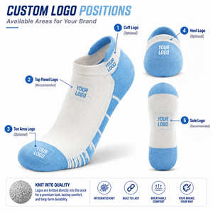 Custom Low Cut Running <b>Socks</b> Ankle Compression Cushioned <b>Moisture</b> Wicking Quick Dry Athletic <b>Socks</b> with Logo for Adults - Product Image 2