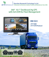 Caméra 4ch de 10.1 pouces 360 Dashcam avec Gps caméra de voiture Dvr caméra de tableau de bord 3d panoramique système de caméra de vue d'oiseau avec BSD DMS FM BT Wifi