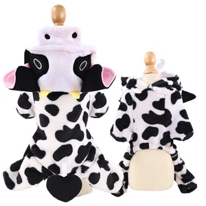 Cow Pattern Fleece Pet <b>Clothes</b> <b>For</b> Medium Dogs Winter Cartoon Dog <b>Cat</b> Costume Four-Legged Flannel Clothing - Product Image 5