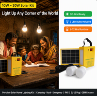 Kit d'éclairage solaire portable 3W 10W 20W pour la maison, système d'éclairage LED hors réseau avec batterie, pour le camping, les situations d'urgence, l'utilisation en zone rurale, prise EU US, OEM