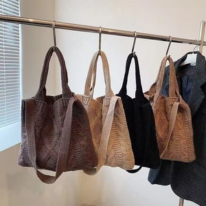 Bolso Bandolera de Punto Trenzado Marrón, Bolso de Hombro de Ganchillo, Bolso Tote Casual Vintage para Compras Diarias - Product Image 4