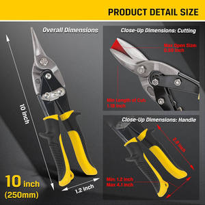 Industrial Multi-Purpose Shears Stainless Steel Blade Soft Grip Handle Yellow 10 Inch Straight Cut For Sheet Metal Cutting - Product Image 2