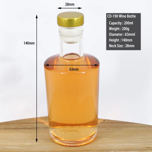 <span class=keywords><strong>Bouteille</strong></span> en verre de silex en gros 200 ml <span class=keywords><strong>Petite</strong></span> <span class=keywords><strong>bouteille</strong></span> de liqueur Mini <span class=keywords><strong>bouteille</strong></span> en verre pour vin avec bouchon - Product Image 6