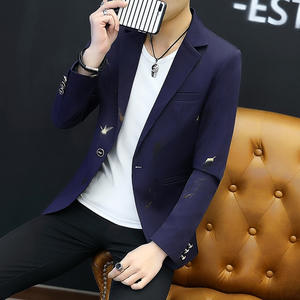 Blazer negro y morado para hombre, chaqueta ajustada con estampado de Jacquard rosa, chaqueta elegante, traje informal de negocios para fiesta y boda - Product Image 3