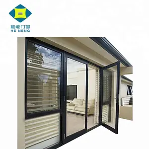 Pintu eksternal teras aluminium kaca pintu Heneng Pesanan massal harga yang baik eksterior Bi lipat desain grafis Modern aluminium Aloi