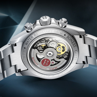 Reloj Cronógrafo Mecánico Automático Bonest Gatti con Bisel de Carbono Forjado, Correa de Acero Inoxidable, Cristal de Zafiro, Resistente al Agua BG8019