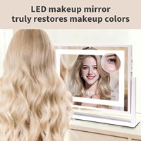 Miroir de maquillage LED de bureau avec fonction de charge de téléphone, miroir cosmétique pour table de maquillage, chambre à coucher, usage domestique