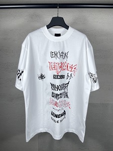 Paris <span class=keywords><strong>B</strong></span> Versione High 2024 Nuova Maglietta in Cotone <span class=keywords><strong>a</strong></span> Maniche Corte Stile Street con Stampa Grafica Limitata e Logo Classico Sanskrit Letter - Product Image 6