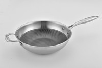 Wok Universal de Gran Capacidad para el Hogar, de Inducción, de Acero Inoxidable 304, Antiadherente, con Tapa de Vidrio