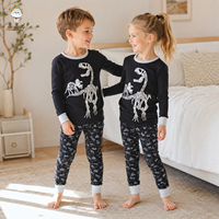 Guai Vente en gros de pyjamas pour enfants en coton pur personnalisés, ensemble de pyjamas à manches longues pour garçons et filles
