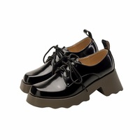Nouvelles Chaussures Décontractées Derby en Cuir pour Femme, Style Britannique Rétro, Élégantes, à Bout Pointu, Semelle Épaisse, à Enfiler avec Sangles
