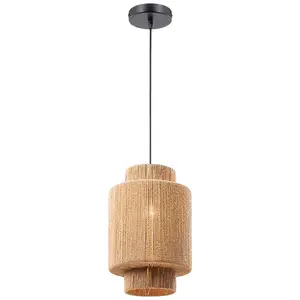 Lustre de bambu feito à mão com pingente de juta, corda de teto para decoração de restaurantes e lojas, nova tendência