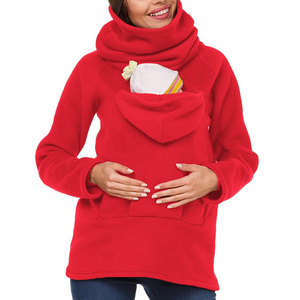 Tùy Chỉnh Mang Thai Quần Áo Áo Thời Trang Bán Buôn Mùa Đông Quần Áo Trẻ Em Tàu Sân Bay Thai Sản Kangaroo Áo Khoác Lông Cừu Áo Khoác Cho Mẹ - Product Image 5