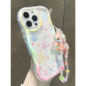 Custodia per cellulare INS lucida e colorata a forma di tartaruga marina <span class=keywords><strong>con</strong></span> catena per <span class=keywords><strong>iPhone</strong></span> <span class=keywords><strong>11</strong></span>, 16 Pro, 17, 18 Pro Max, <span class=keywords><strong>cover</strong></span> posteriore a conchiglia color crema - Product Image 2
