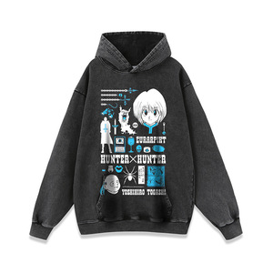 Sudadera Personalizada de Algodón Negro Grueso con Lavado Ácido, Diseño Gráfico Vintage de <span class=keywords><strong>Ataque</strong></span> <span class=keywords><strong>a</strong></span> <span class=keywords><strong>los</strong></span> <span class=keywords><strong>Titanes</strong></span>, Camiseta con Capucha para Hombre - Product Image 4