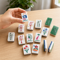 Jeu de Mahjong américain en jade vert, 160 tuiles, plateau complet en acrylique triple couche, jeu de société pour soirée familiale