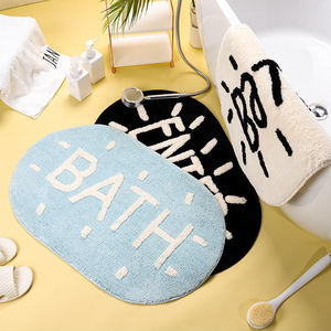 Korean Style Oval <b>Bath</b> Rug Blue Plush Absorbent Non Slip Mat For Bathroom Bedroom Decoration - Product Image 4