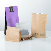 Sachet Doypack Personnalisé en Kraft Compostable Écologique avec Fermeture Zip Biodégradable pour Café, Thé, Artisanat, Logo Personnalisé, Alimentation Animale de Qualité Alimentaire