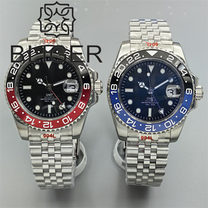 BLIGER 40mm <span class=keywords><strong>GMT</strong></span> Reloj para hombre Bisel de cerámica Cristal de zafiro Esfera luminosa 10Bar Cristal de zafiro resistente al agua Acero inoxidable Glideclas - Product Image 1