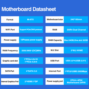 Erying hoàn chỉnh DIY chơi game máy tính Kit Core i5 14500hx 14c20t LGA1151 Máy tính để bàn Bo mạch chủ <span class=keywords><strong>CPU</strong></span> DDR4 Dual Channel Sản phẩm mới - Product Image 3