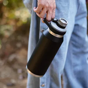 Xingcai Bpa Free Logo personalizzato bottiglia d'acqua sportiva a bocca larga con manico bottiglia con isolamento sottovuoto in acciaio inossidabile a doppia parete