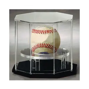 Clear Acryl Achthoek Enkele Baseball Display Case Stofdicht Doos