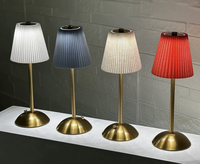 Lampe de table d'ambiance moderne et minimaliste, rechargeable USB, style nordique, pour mariage, avec contrôle tactile, veilleuse géométrique en métal et tissu