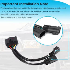 2 arneses de cableado de 12 V con cuatro carcasas para faros de proyector, compatibles con camiones de 2009 a 2018 - Product Image 2