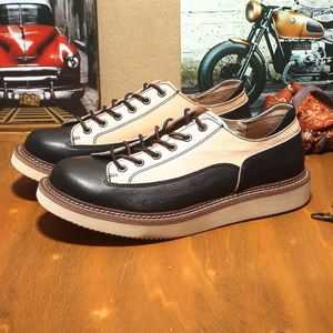 2026 New Style Men's <b>Spring</b> Leather Shoes - High-Taste Fashion Two-Tone Full-Grain Leather Casual Work <b>Boots</b> for Wholesale - Product Image 2