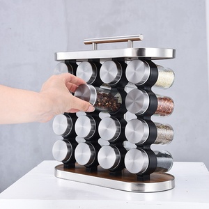 <span class=keywords><strong>Rack</strong></span> organizador doméstico de cozinha, conjunto de tampas de bambu para tempero, garrafas, potes, madeira, tempero - Product Image 3
