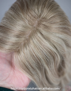 Peluca de Lujo Europea de Cabello Humano Kosher con Base de Seda, 100% Cabello Virgen, Cuero Cabelludo Natural con Raíces, Rubio Cenizo Ondulado, para Mujeres Judías - Product Image 4