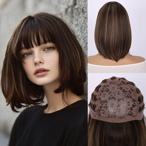 วิกผมบ๊อบสั้นตรงแบบไล่สีน้ำตาลอ่อน ทนความร้อน สำหรับสุภาพสตรี-SM7253 จากโรงงาน - Product Image 4