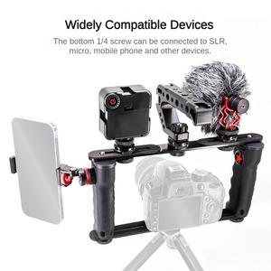 KAMPHO Smartphone Video <strong>Vlog</strong> Rig Cage with Cold Shoe Mount for <strong>Microphone</strong>, LED Light, Iphone, <strong>Android</strong> Mobile Phone - Product Image 2