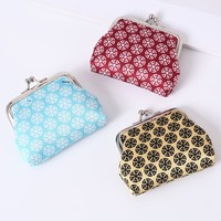 Dompet Lipat Mini Vintage Bermotif Geometris, Tempat Penyimpanan Koin & Kunci, Tas Hadiah, Kantong Hadiah, Dompet Kecil Kanvas
