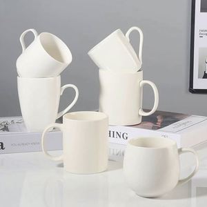 แก้วเซรามิกสีพื้นเรียบง่ายสำหรับนม กาแฟ หรือเครื่องดื่มในออฟฟิศ - Product Image 5