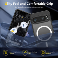 Étui de téléphone Wintop de luxe magnétique en TPU+PC, étanche et antichoc, pour Google Pixel 9 et Pixel 9 Pro, coque arrière mate givrée