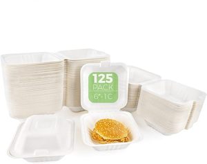 Compostable giấy bột giấy cốc bát đĩa ăn trưa hộp thiết lập phân hủy sinh học mía thực phẩm container dùng một lần bã mía Bộ đồ ăn - Product Image 1