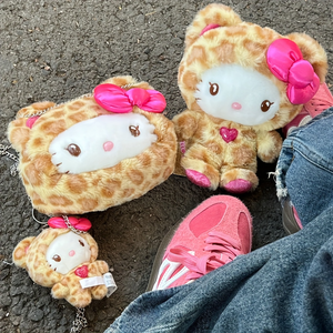 20cm/8 inç HelloKitty interaktif oyun bebek-leopar baskı, sevimli yay, yumuşak peluş oyuncak, yüksek kaliteli doldurulmuş hayvan - Product Image 5