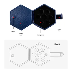 Sac de rangement en cuir pour jeu de table Dungeons & Dragons, boîte à dés moderne et simple avec cordon de serrage, couvercle pliable, organisateur portable - Product Image 3