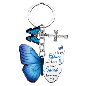 Llaveros Católicos con Versículos Bíblicos, Mini Colgantes de Cruz, Joyería Cristiana con Mariposas, Recuerdos de Bautismo - Product Image 4