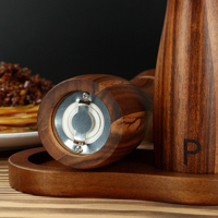 Moulin à épices de cuisine manuel réglable, 8 pouces, en acier inoxydable avec cœur en céramique, ensemble moulin à sel et poivre en bois d'acacia