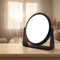 Personalized Customizable Dual Sided Stainless Steel Silver Finish Desktop Cosmetic Magnifying Mirror 360 Swivel Rotatable