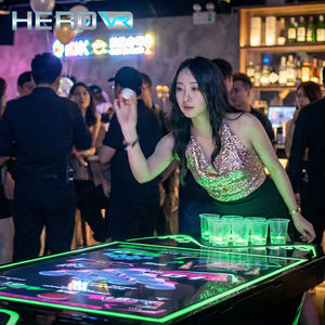 Table <span class=keywords><strong>d</strong></span>'arcade interactive HEROVR pour <span class=keywords><strong>2</strong></span> joueurs, grand écran, <span class=keywords><strong>jeu</strong></span> de Pong, machine à lancer de bière, acier inoxydable, LED 16 couleurs pour clubs - Product Image 2