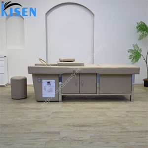 Kisen Durable Shampoo Bed with Electric Adjustable Functions Foot Bath Head Spa Customized Salon Thai Massage Table with Cabinet - Product Image 1