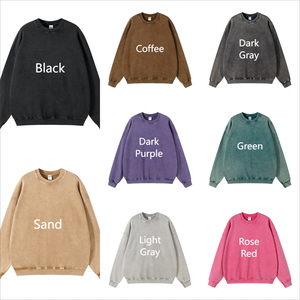 Ensemble sweat-shirt et pantalon de survêtement en coton 100% 350GSM, lavage à l'acide |   Ensemble sweat-shirt à col rond et pantalon de jogging en molleton français à épaules tombantes surdimensionné - Product Image 2