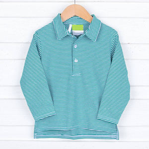 Custom Pattern Kid Pullover Light Blue Stripe Long Sleeve <strong>Polo</strong> Unisex Casual Children Clothes Baby Premium Cotton Solid Smocked - Product Image 5
